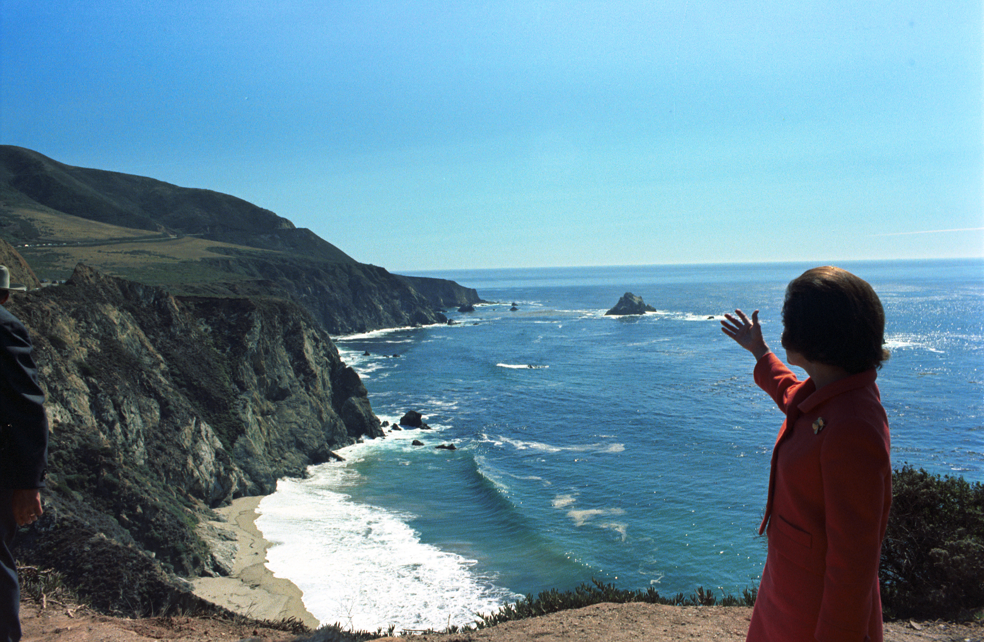 Lady Bird Johnson at the California coast.