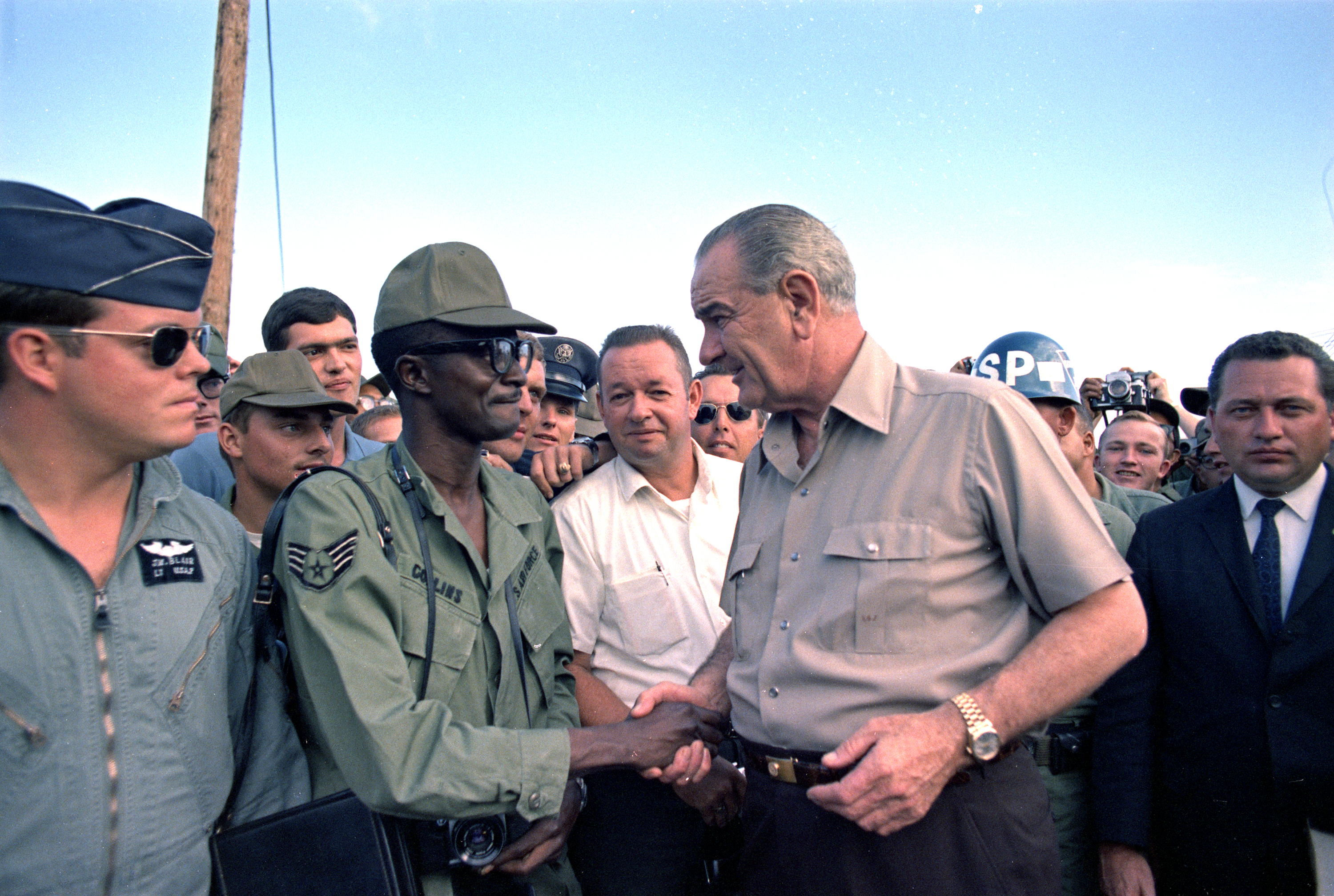 President Johnson's Second and Final Visit to Cam Ranh Bay in South Vietnam. LBJ Library photo by Yoichi Okamoto #C8049-35.