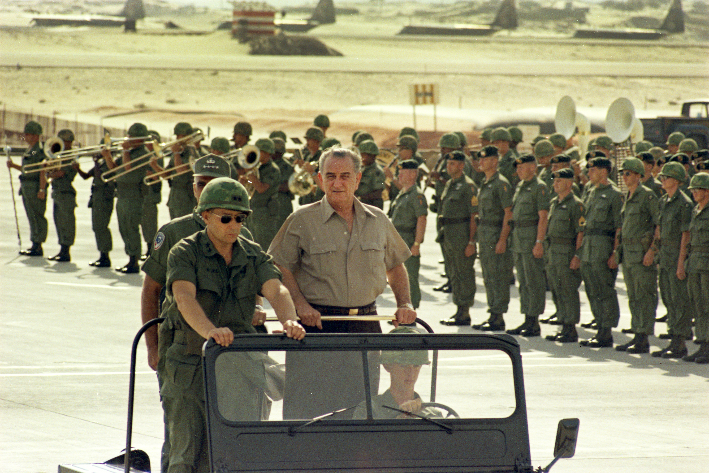 President Johnson's Second and Final Visit to Cam Ranh Bay in South Vietnam. LBJ Library photo by Yoichi Okamoto #C8050-32.