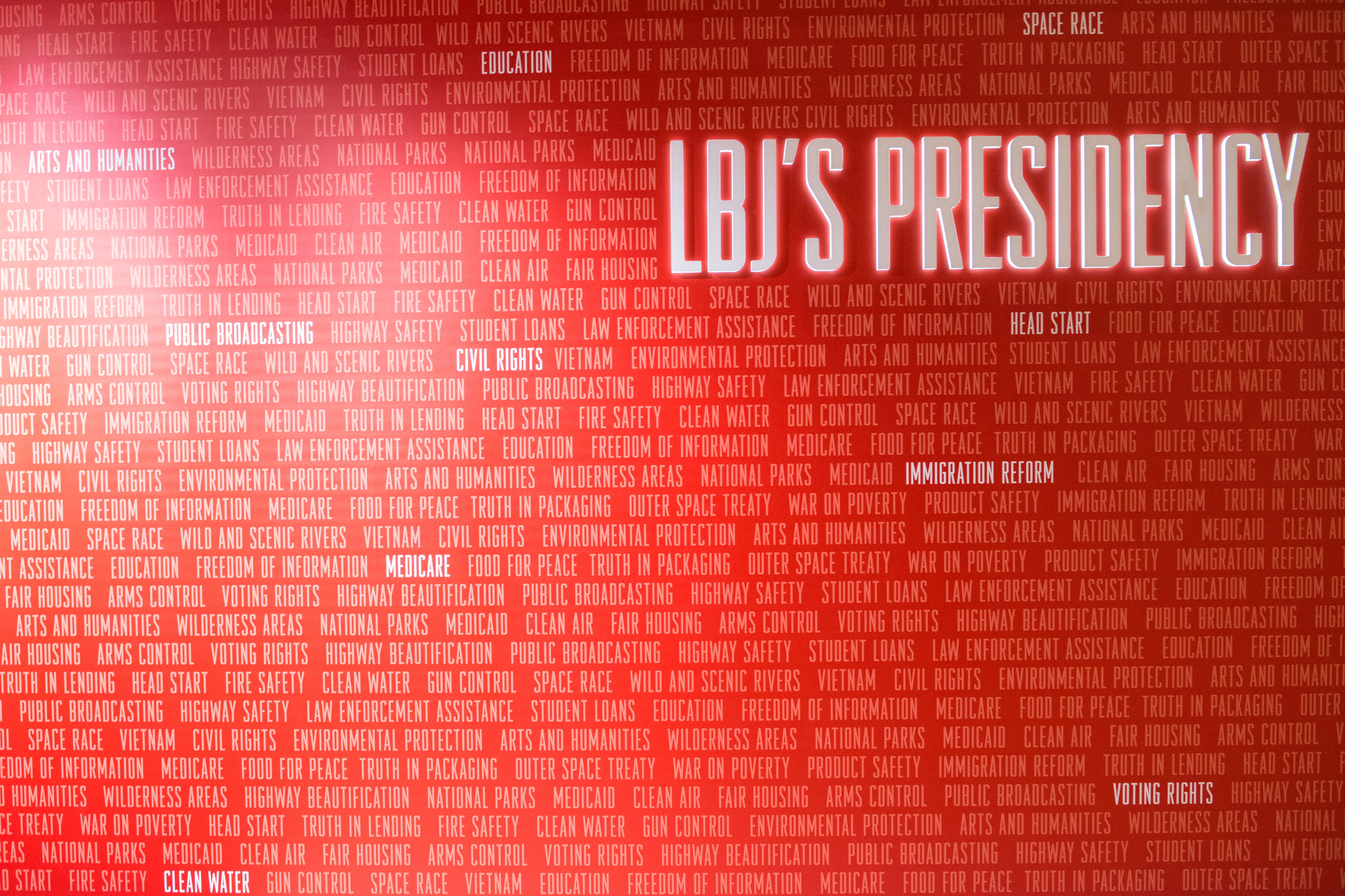 Entrance to the permanent exhibits at the LBJ Presidential Library.