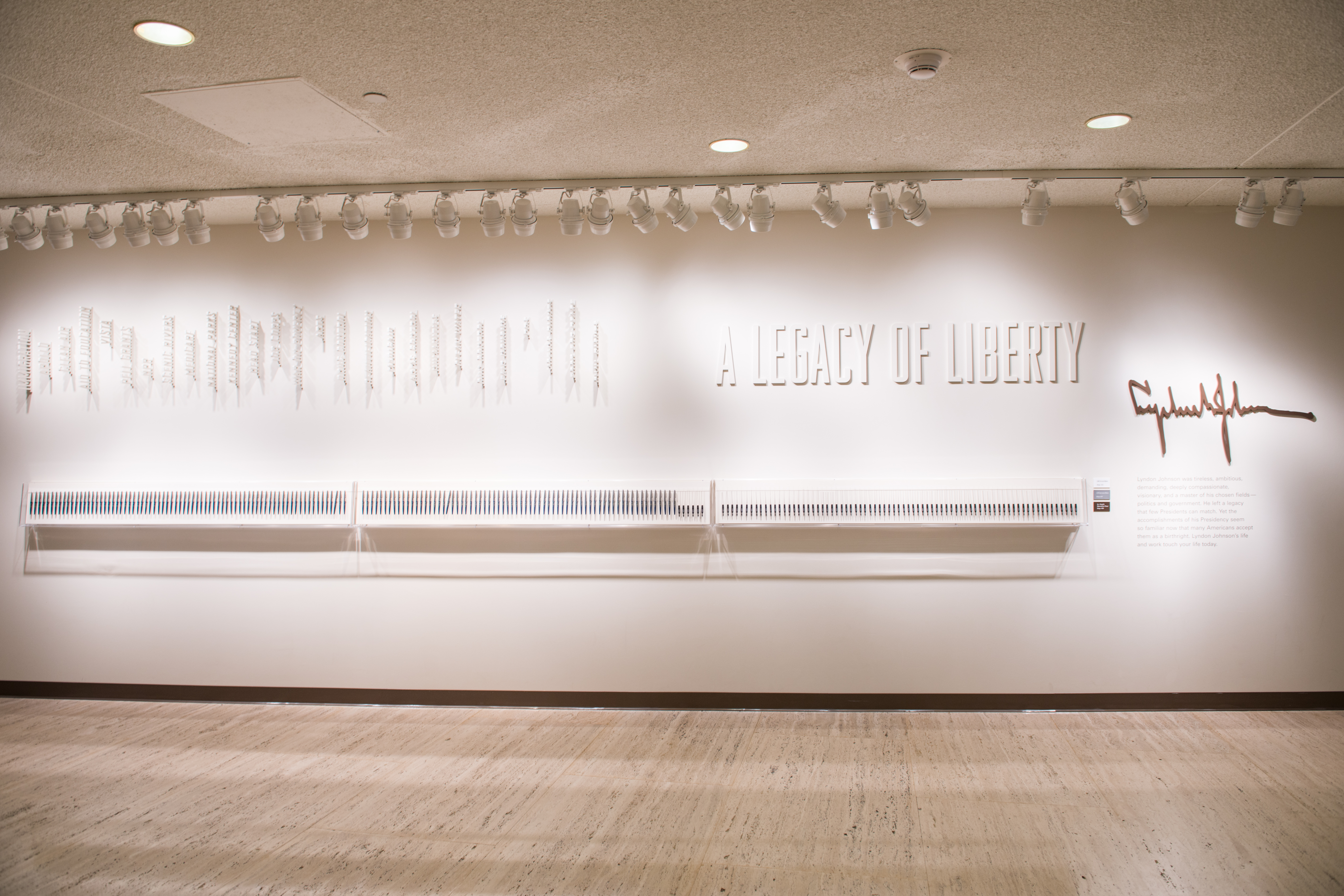 Bill signing pens used by LBJ during his presidency on display at the LBJ Presidential Library. 