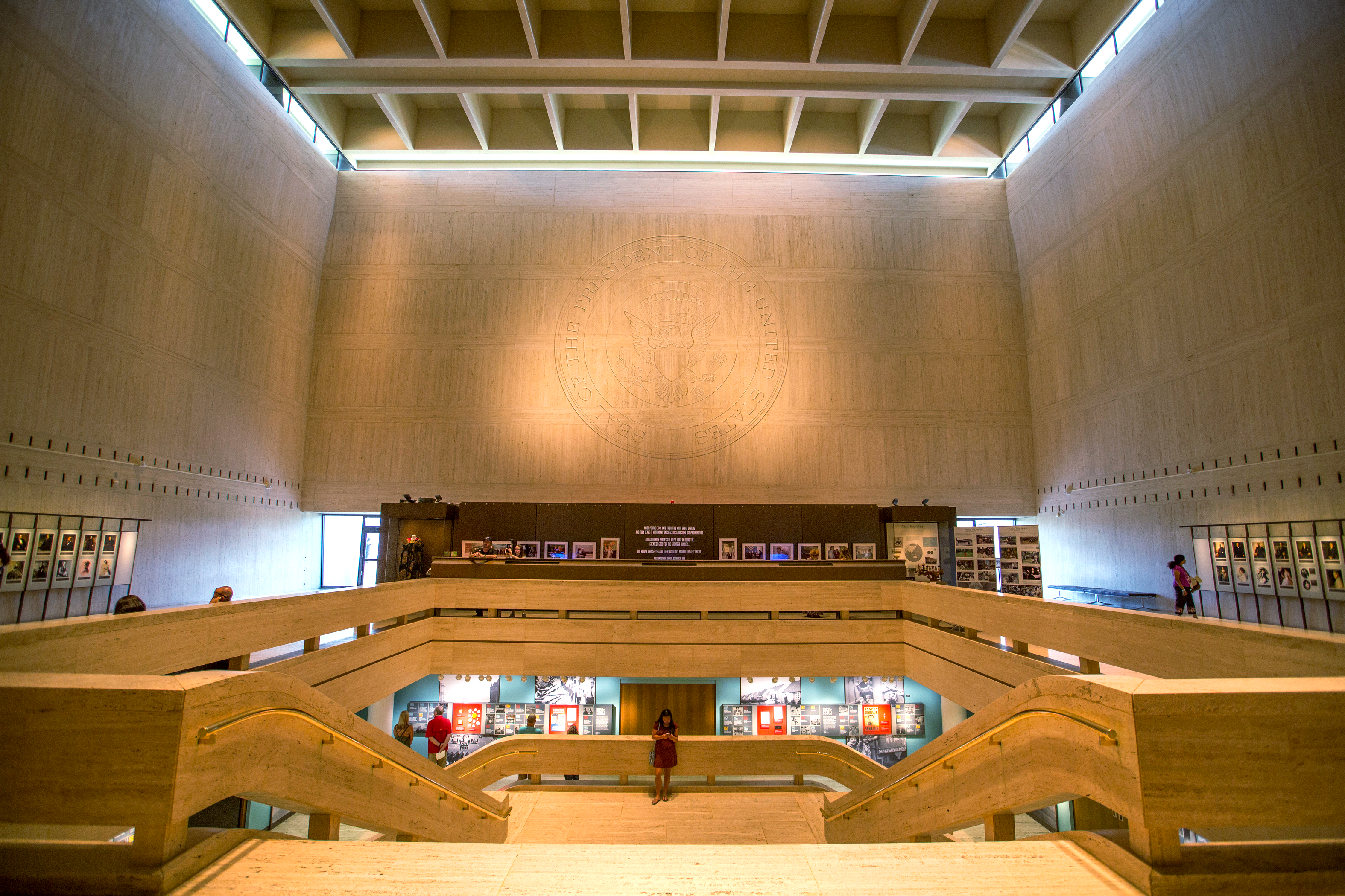 The Presidential Seal in the Great Hall of the LBJ Presidential Library.