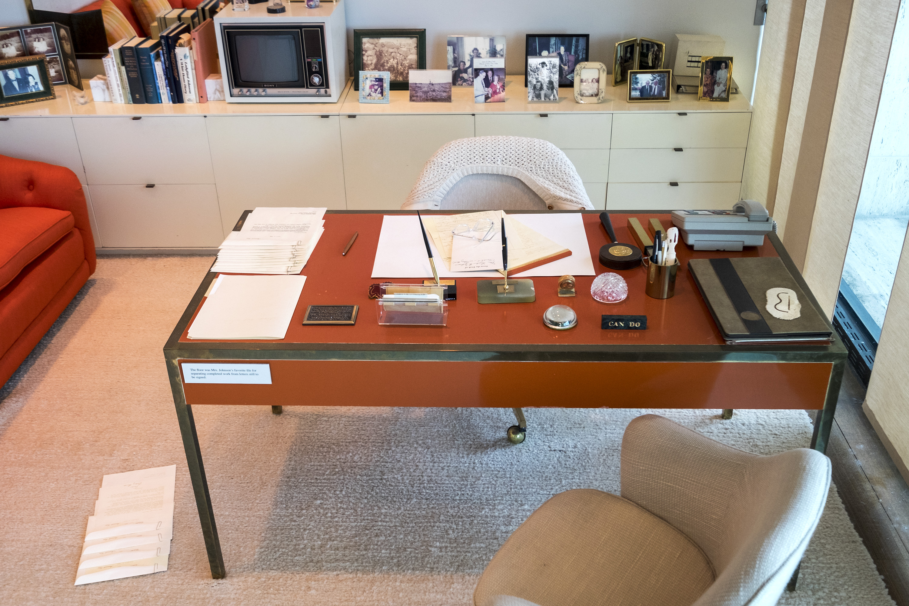Lady Bird Johnson's office on the 10th floor of the LBJ Presidential Library in Austin, Texas.