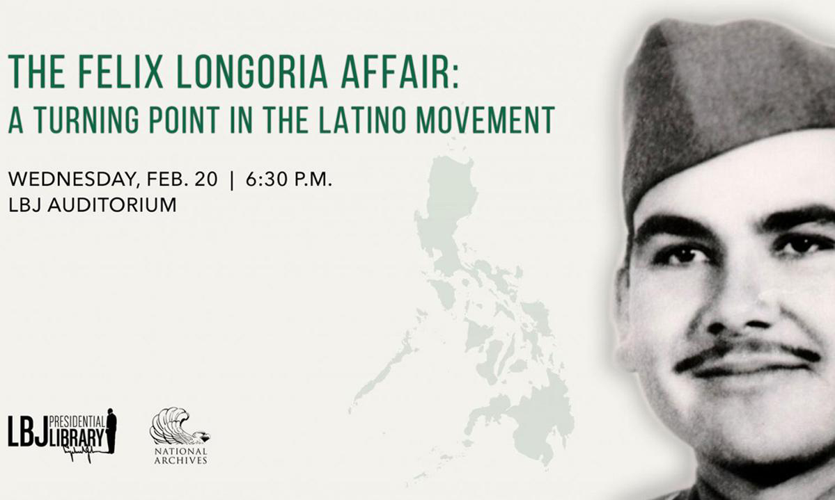 Army Private Felix Longoria with an event graphic
