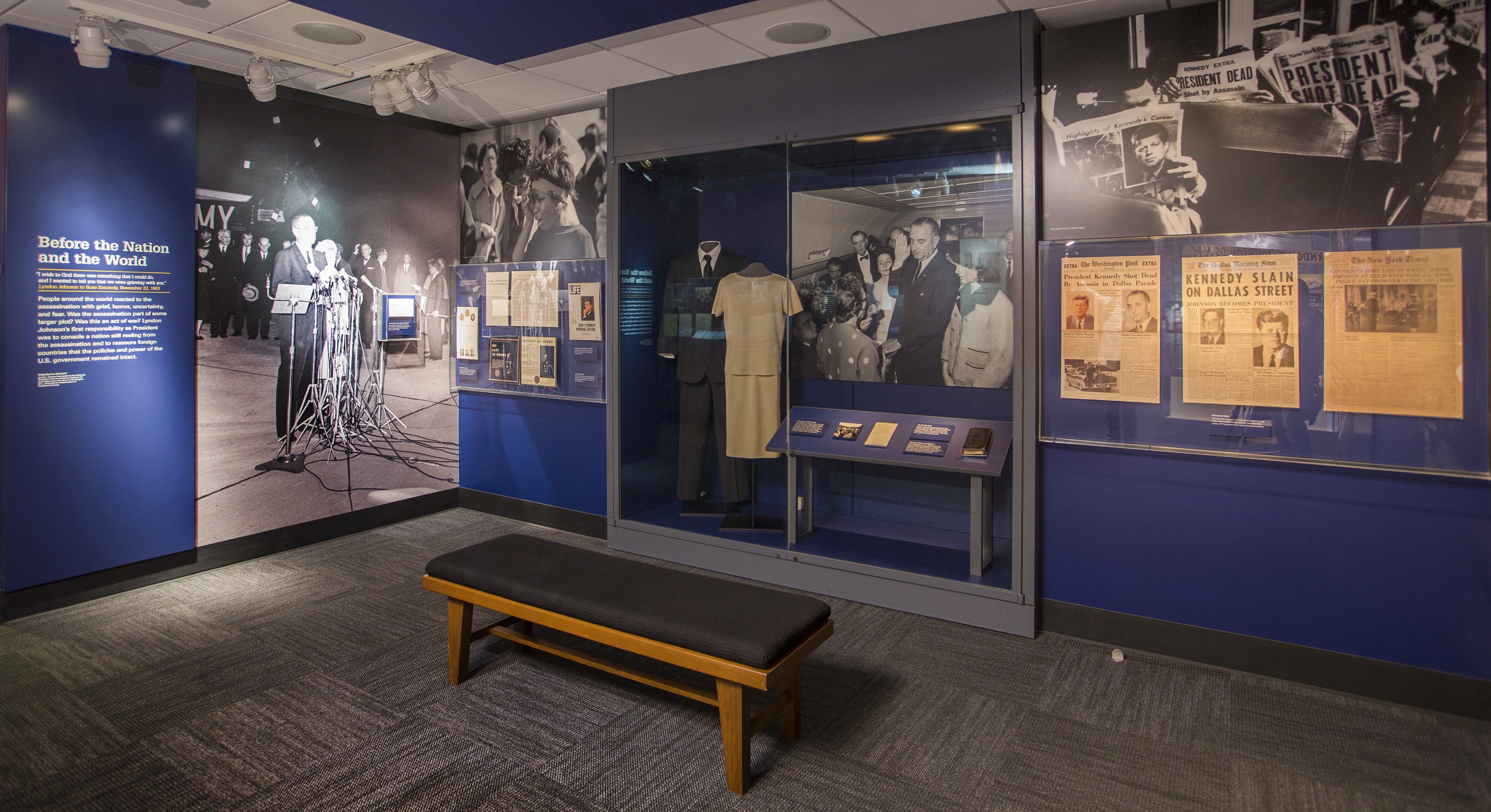 A view of the November 22, 1963 exhibition, which depicts the tragic and historic event of President John F. Kennedy's assassination.