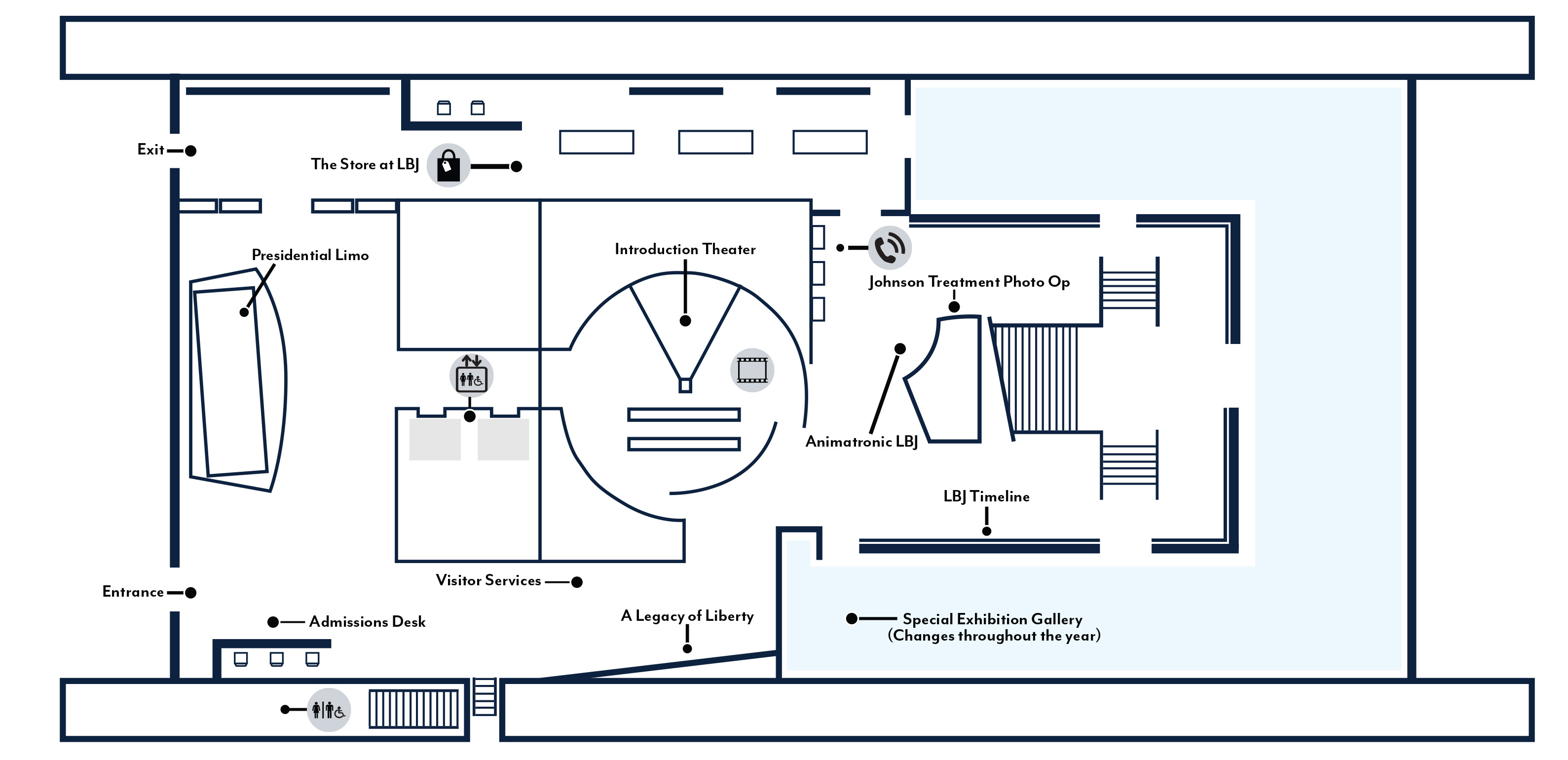 Floor guide of the third floor of the LBJ Library