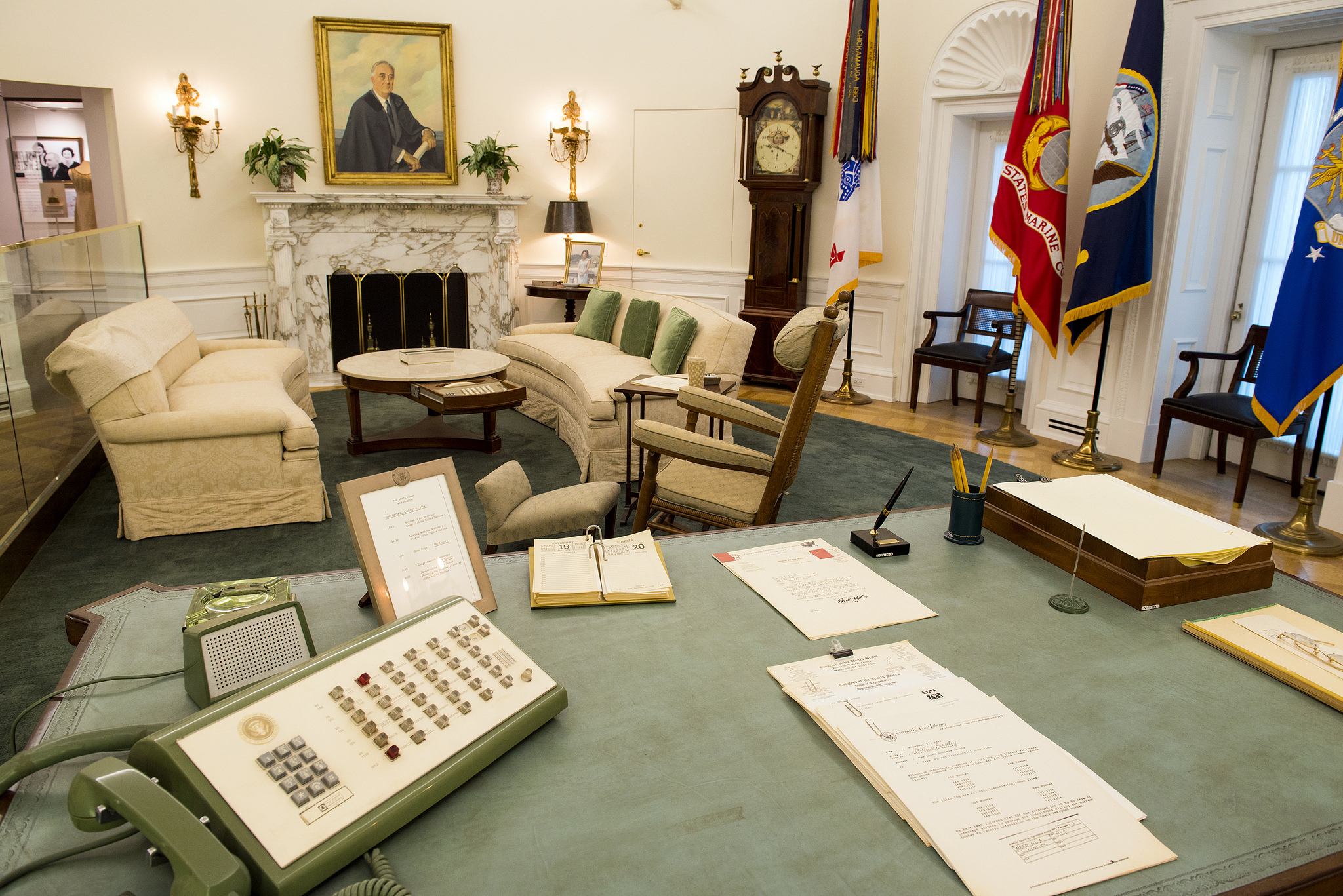A view of the Oval Office replica in the LBJ Library