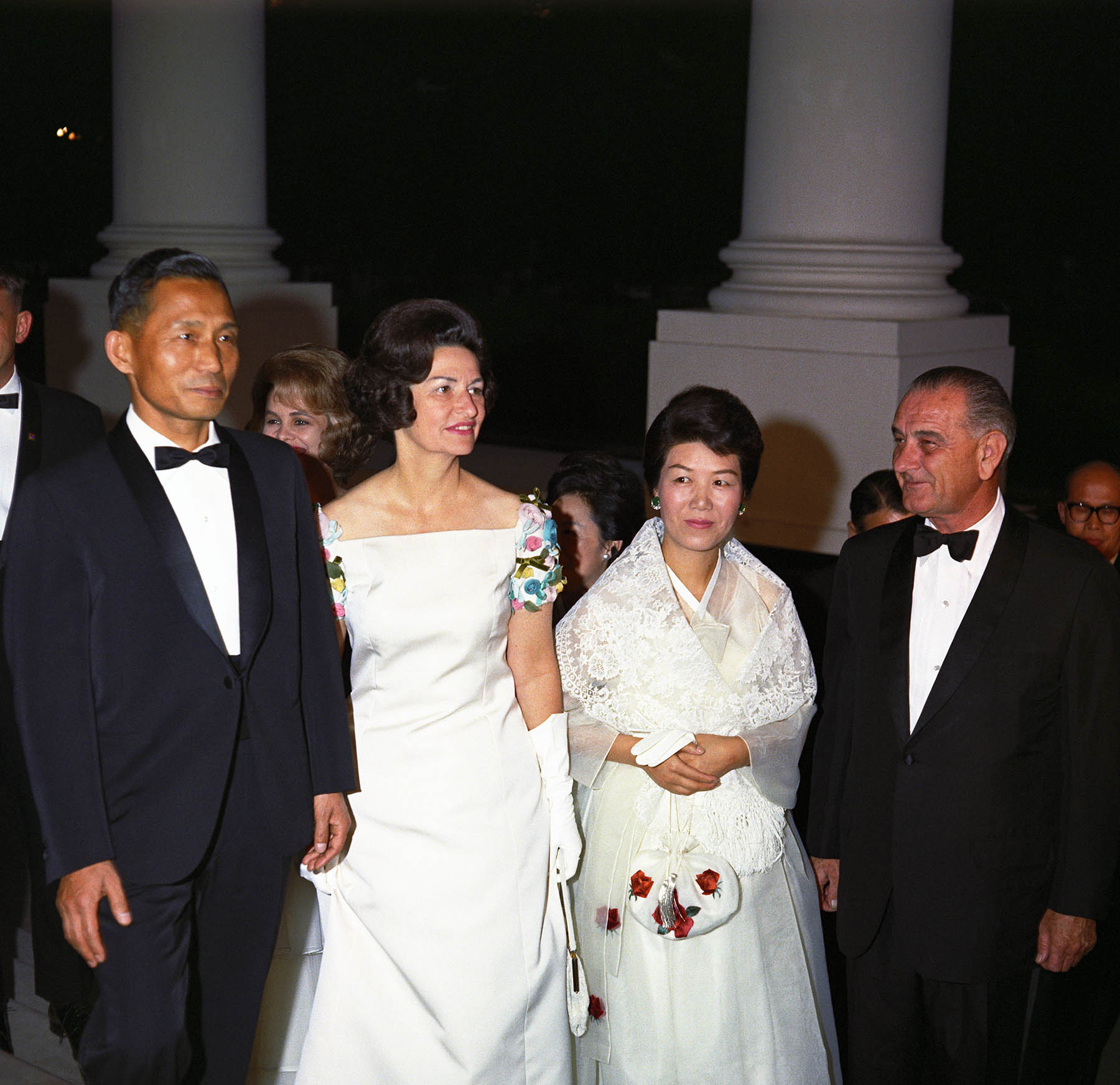 South Korean President Park Chung Hee, Lady Bird Johnson, Mrs. Park, and President Johnson at the Mayflower Hotel