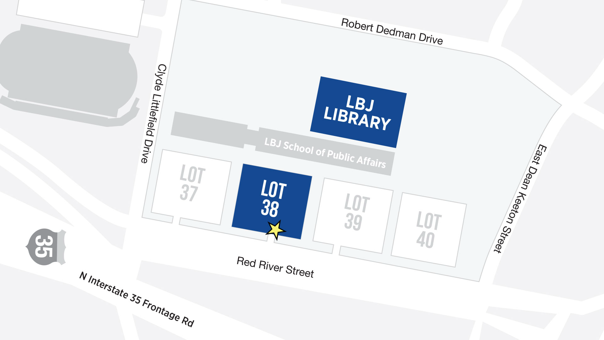 Parking diagram for the LBJ Library