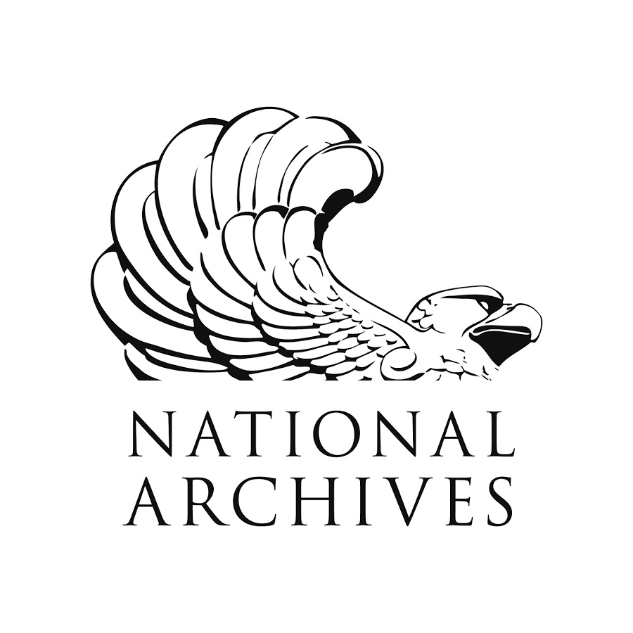 An illustration of an eagle raising one wing with the text "National Archives."