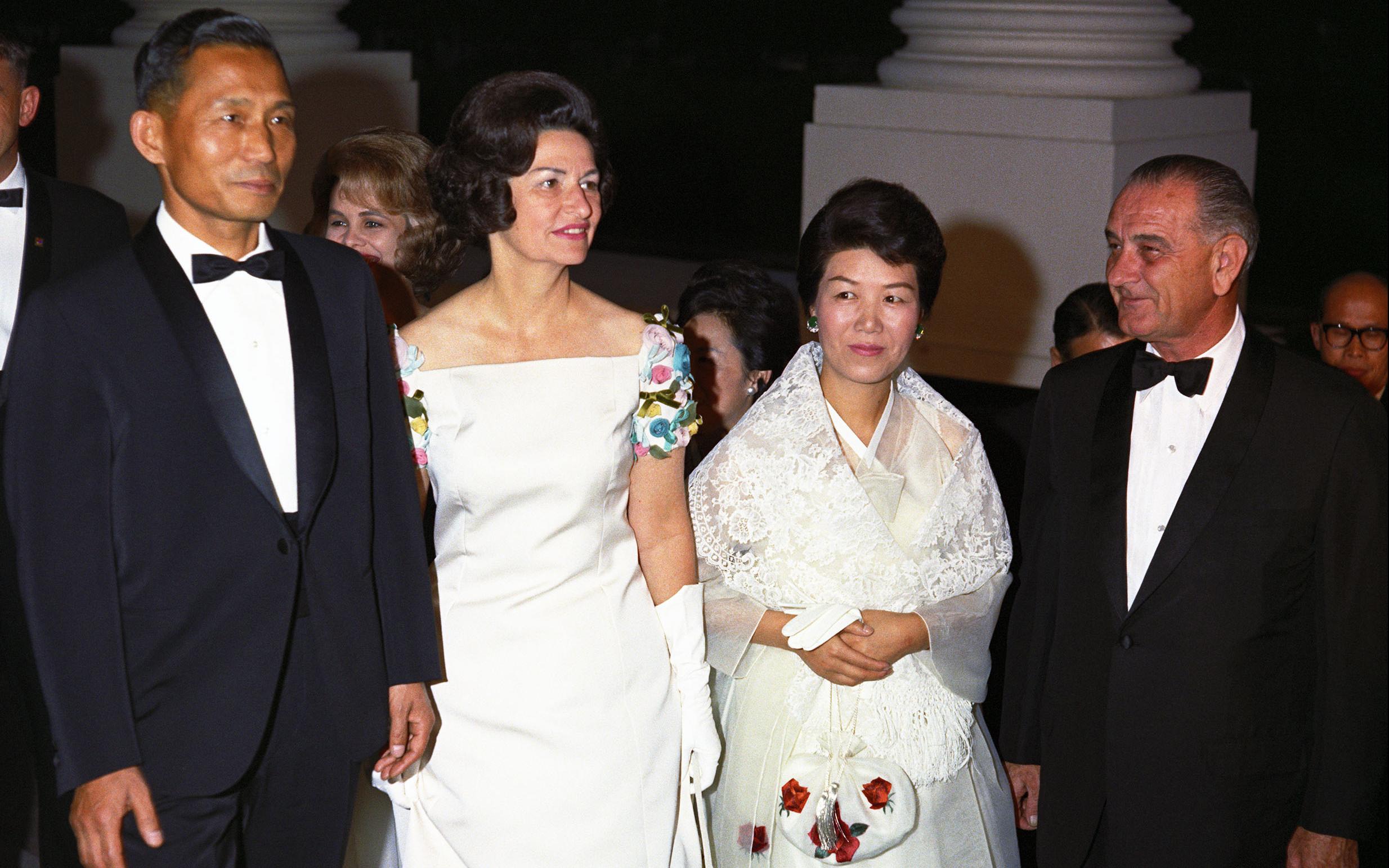 President Johnson and Lady Bird with South Korean President Park Chung-hee and South Korean First Lady Yuk Young-soo