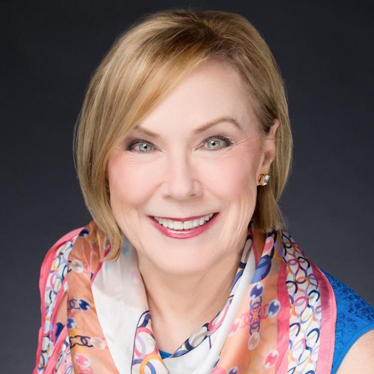 Elizabeth Christian with a beautiful coral scarf