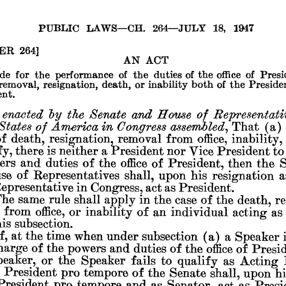 A view of the text from the Presidential Succession Act of 1947