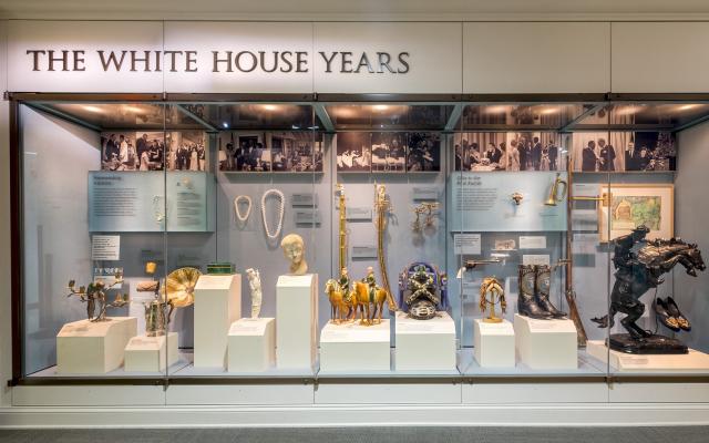 A view of the White House Years exhibition space at the LBJ Library