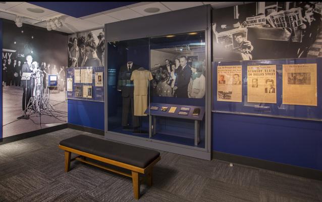 A view of the November 22, 1963 exhibition, which depicts the tragic and historic event of President John F. Kennedy's assassination.