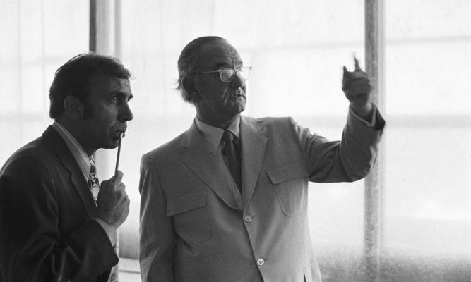 Harry Middleton and President Johnson at the LBJ Library. LBJ Library photo by Frank Wolfe, B4080-33. March 15, 1971.