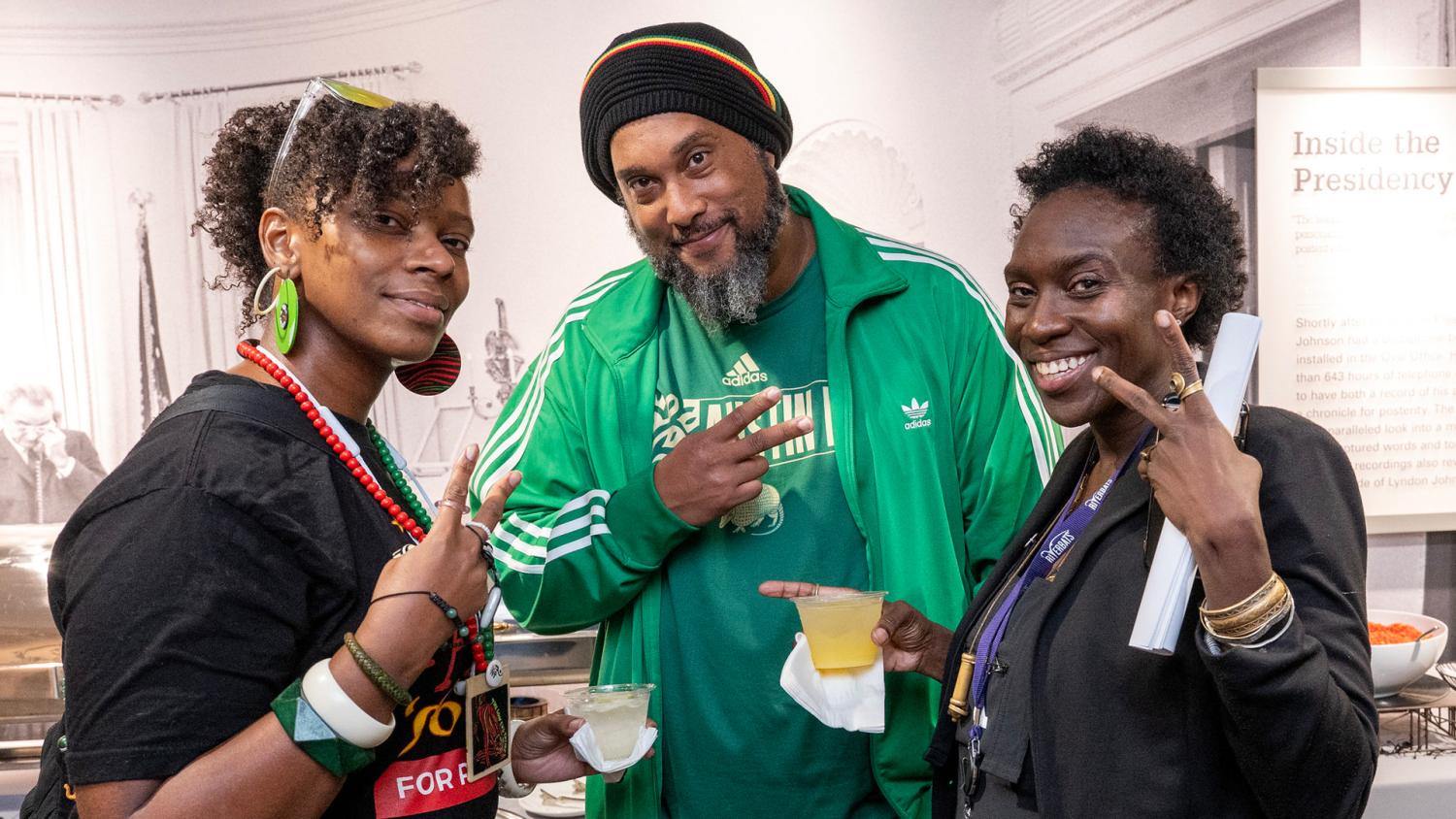 (L-R) Anita T, Ratarue and Eva Reid, The Analog Diva. LBJ Library photo by Jay Godwin.