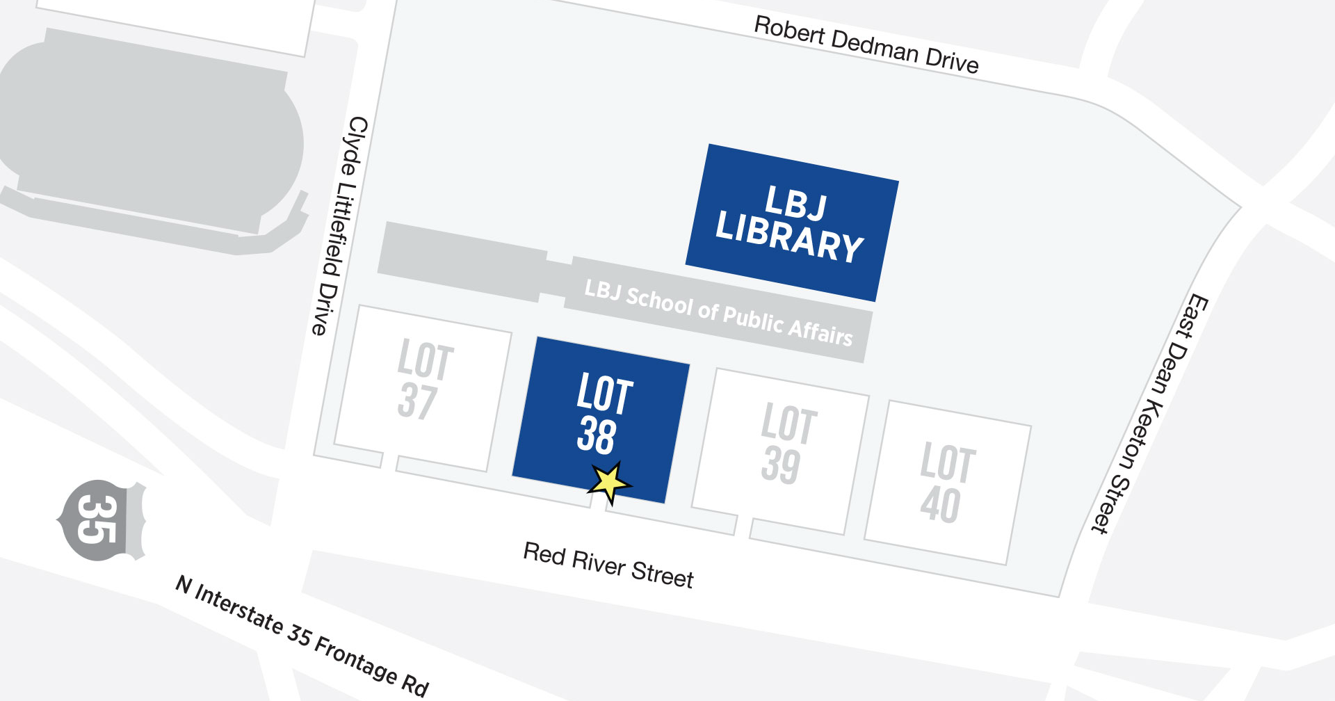 Parking diagram for the LBJ Library