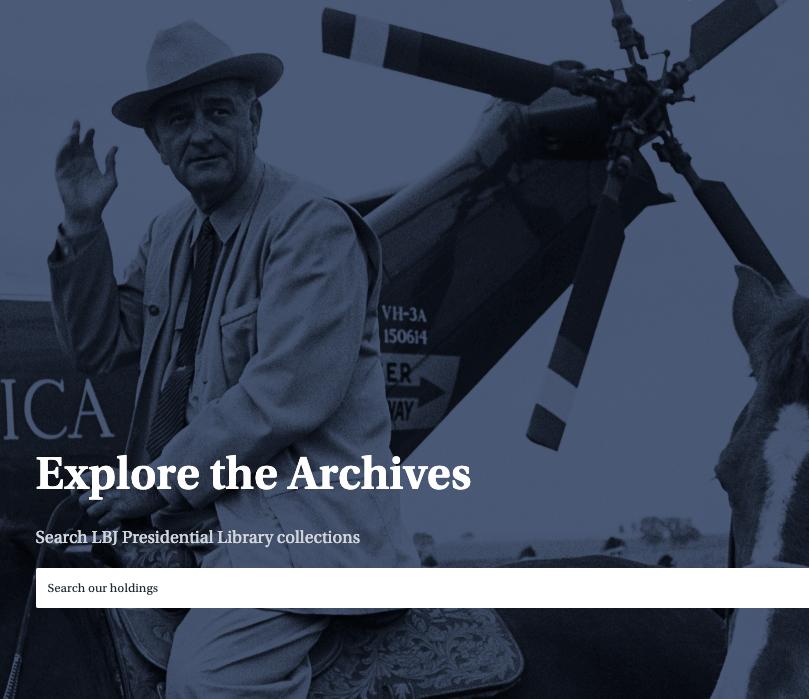 A screenshot of the LBJ Library's digital library, DiscoverLBJ.